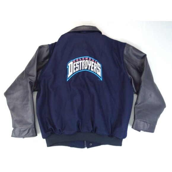Vintage Columbus Destroyers Bomber XL AFL Arena Football Wool Leather Coat RARE - Picture 1 of 9